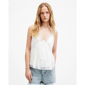 ALLSAINTS White Lace Trim Flowy Camisole Size 4 NWOT